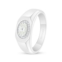 Sterling Silver 925 Ring Rhodium Plated Embedded With Yellow Diamond And White Zircon
