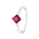 Sterling Silver 925 Ring Rhodium Plated Embedded With Ruby Corundum 