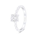 Sterling Silver 925 Ring Rhodium Plated Embedded With White Zircon