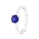 Sterling Silver 925 Ring Rhodium Plated Embedded With Sapphire Corundum 