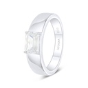 Sterling Silver 925 Ring Rhodium Plated Embedded With White Zircon