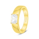 Sterling Silver 925 Ring Golden Plated Embedded With White Zircon