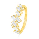 Sterling Silver 925 Ring Golden Plated  Embedded With Yellow Diamond And White Zircon