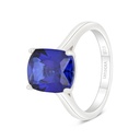 Sterling Silver 925 Ring Rhodium Plated Embedded With Sapphire Corundum And White Zircon