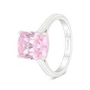 Sterling Silver 925 Ring Rhodium Plated Embedded With Pink Zircon And White Zircon