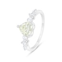 Sterling Silver 925 Ring Rhodium Plated Embedded With Yellow Diamond And White Zircon