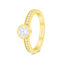 Sterling Silver 925 Ring Golden Plated Embedded With White Zircon