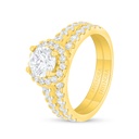 Sterling Silver 925 Ring (Twins) Golden Plated  Embedded With Yellow Diamond And White Zircon