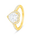 Sterling Silver 925 Ring Golden Plated Embedded With White Zircon