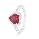 Sterling Silver 925 Ring Rhodium Plated Embedded With Ruby Corundum And White Zircon