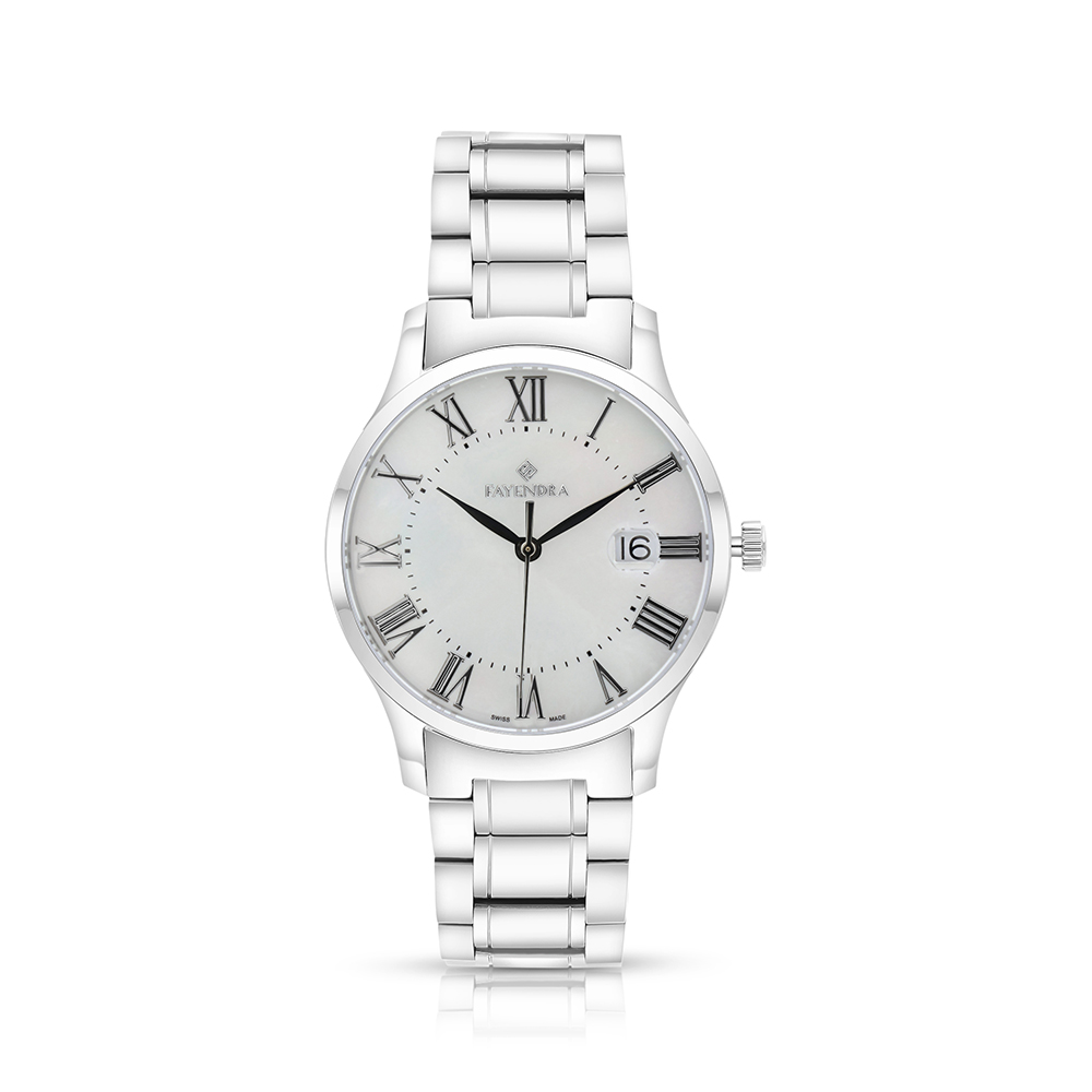 ساعة رجالي ستانلس ستيل عيار 316 بلون فضي WHITE DIAL