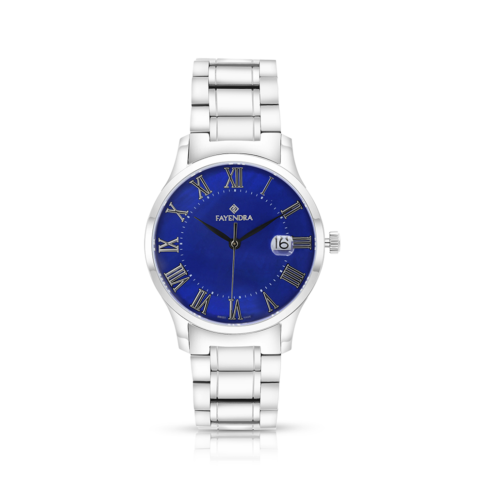 ساعة رجالي ستانلس ستيل عيار 316 بلون فضي BLUE DIAL