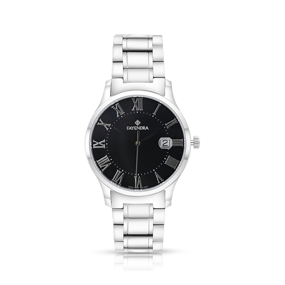 Stainless Steel 316 Watch Silver Color For Men - BLACK MOP DIAL