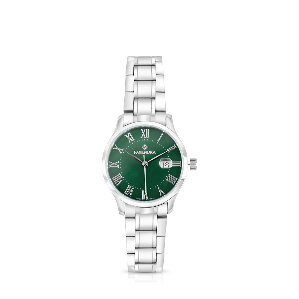 ساعة ستانلس ستيل عيار 316 بلون فضي GREEN DIAL