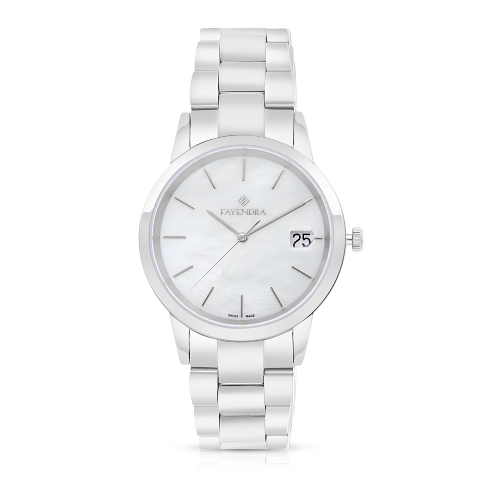 ساعة ستانلس ستيل عيار 316 بلون فضي WHITE DIAL