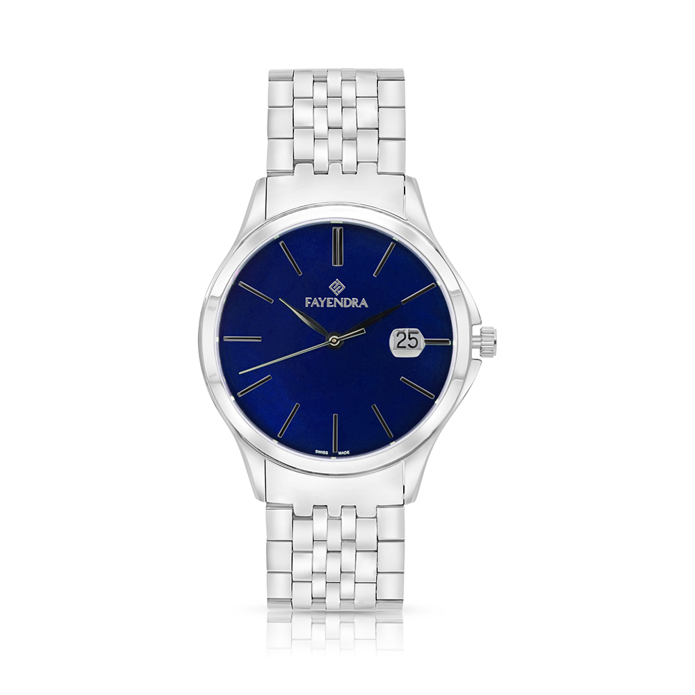 Stainless Steel 316 Watch Silver Color For Men - BLUE MOP DIAL
