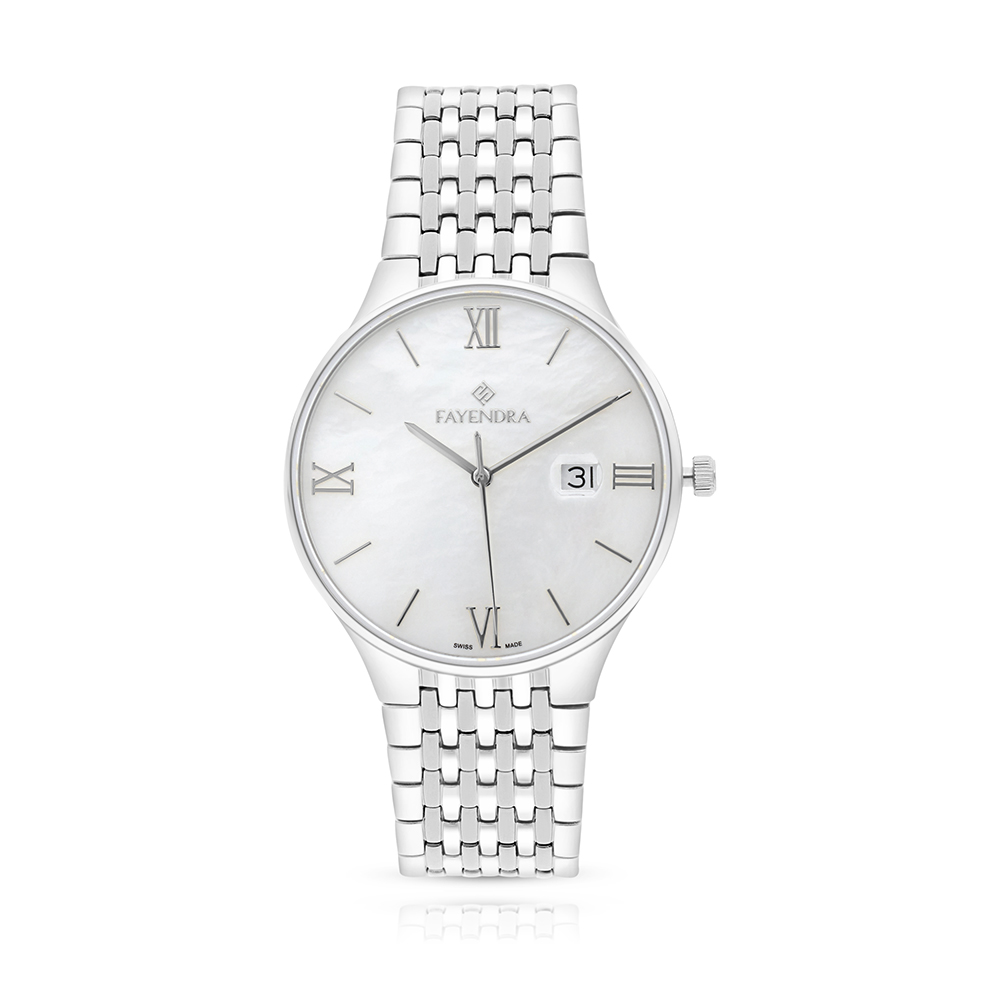 ساعة رجالي ستانلس ستيل عيار 316 بلون فضي WHITE DIAL