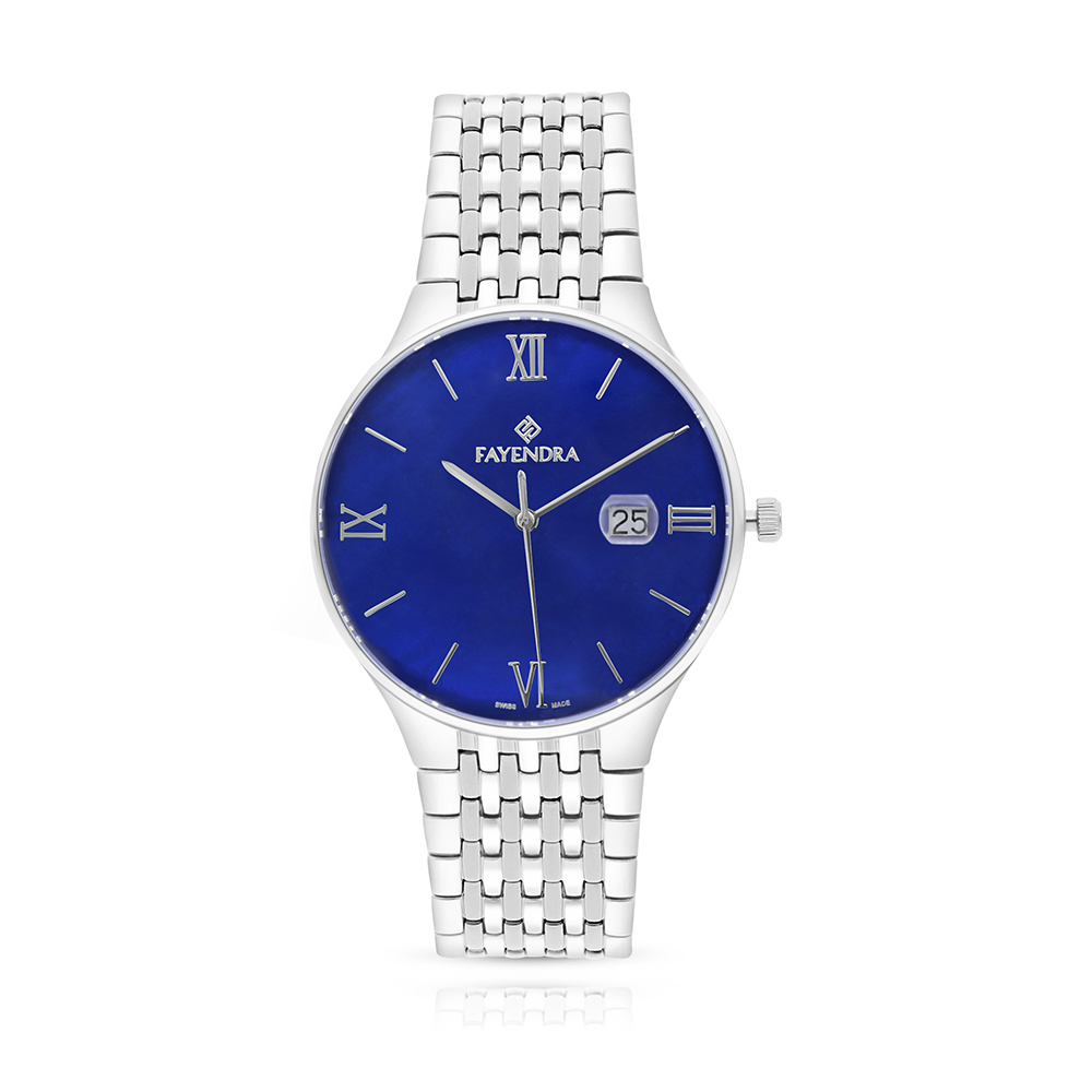 Stainless Steel 316 Watch Silver Color For Men - BLUE MOP DIAL