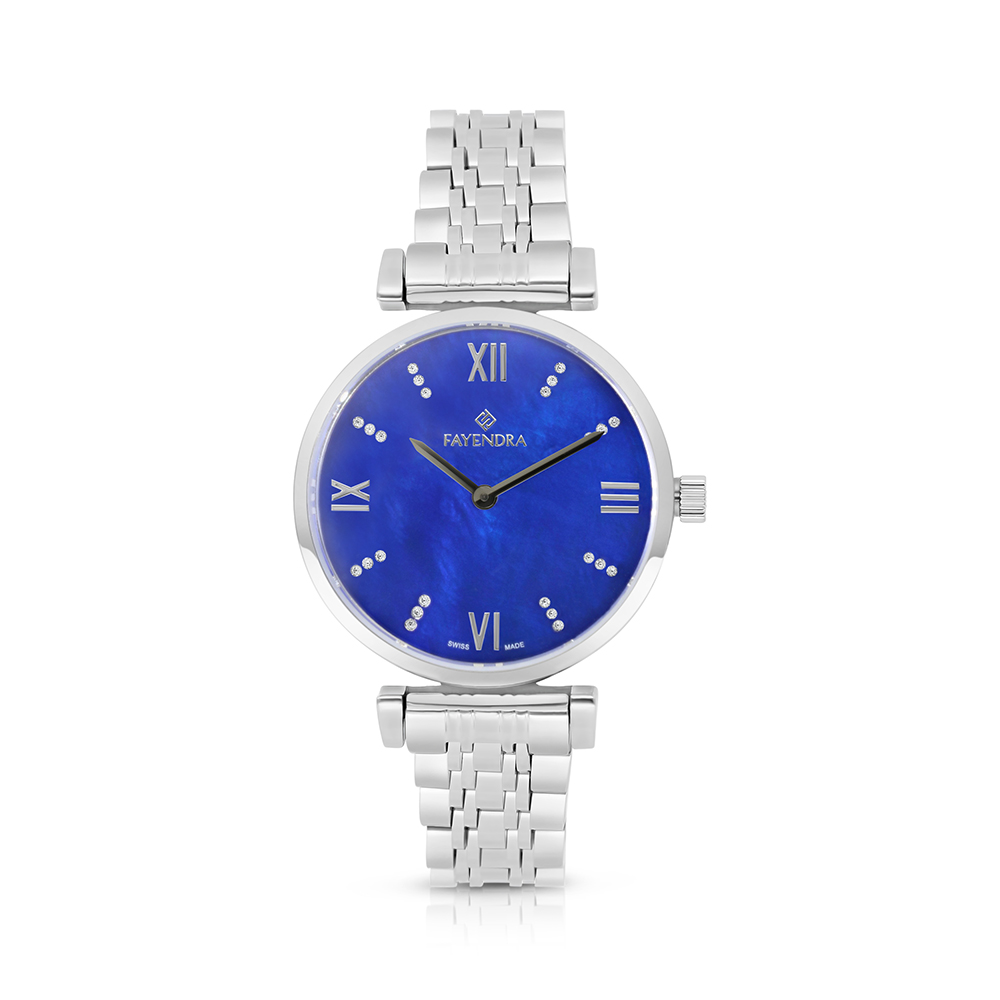 ساعة ستانلس ستيل عيار 316 بلون فضي BLUE DIAL