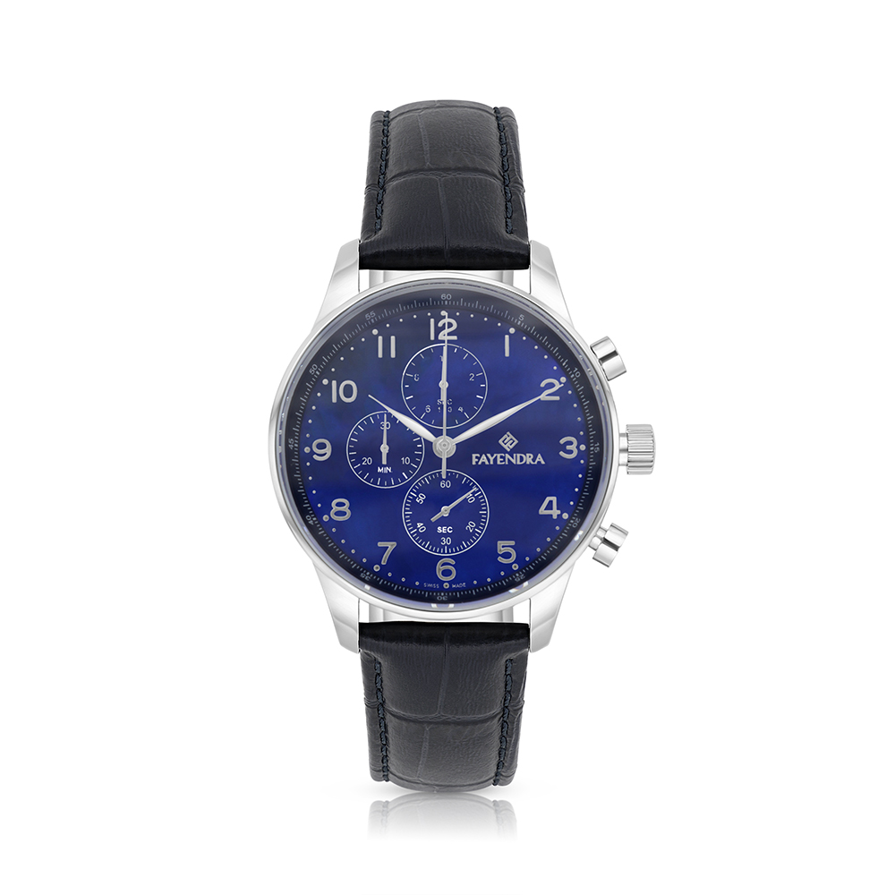 Stainless Steel 316 Watch Silver Color Embedded With Blue Leather For Men - BLUE MOP DIAL