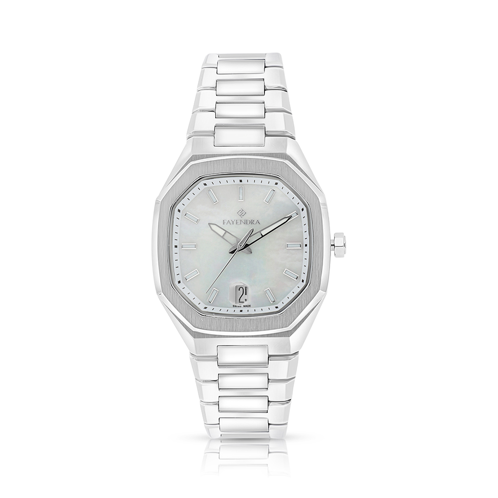 ساعة رجالي ستانلس ستيل عيار 316 بلون فضي WHITE DIAL