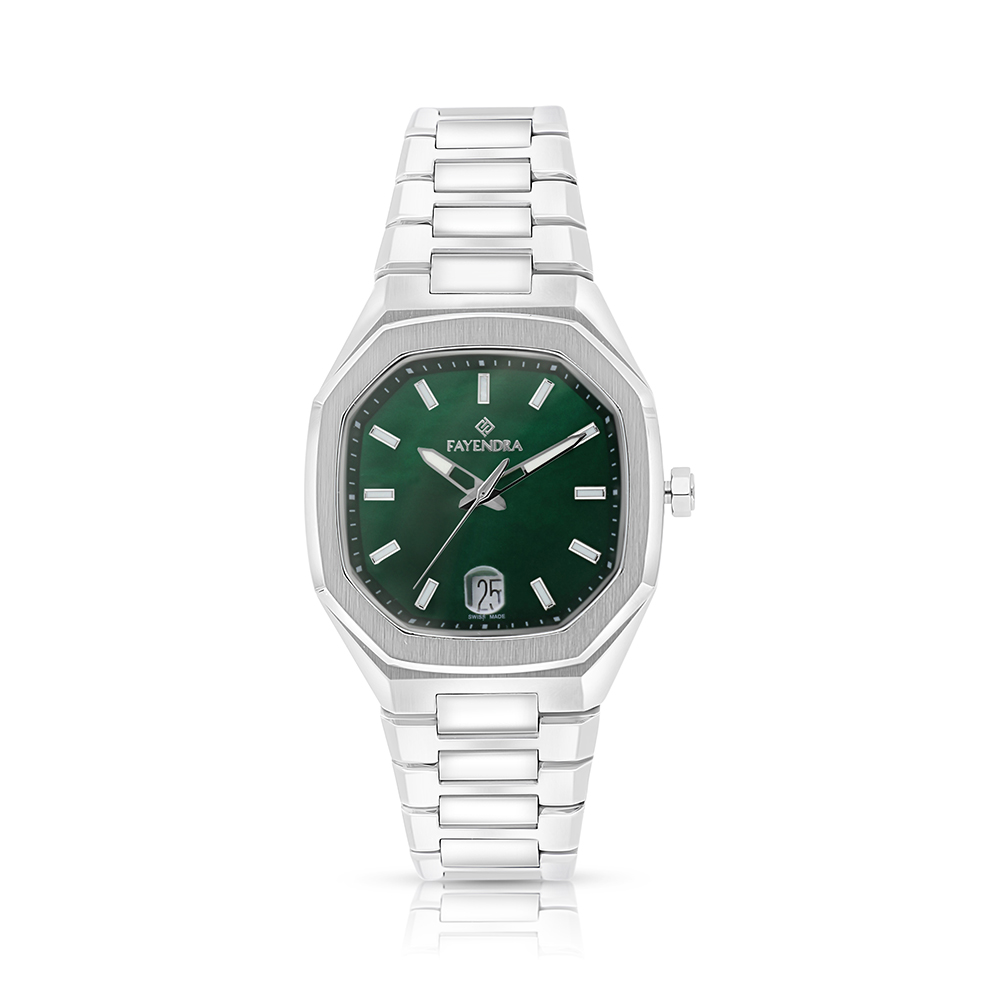 Stainless Steel 316 Watch Silver Color For Men - GREEN MOP DIAL