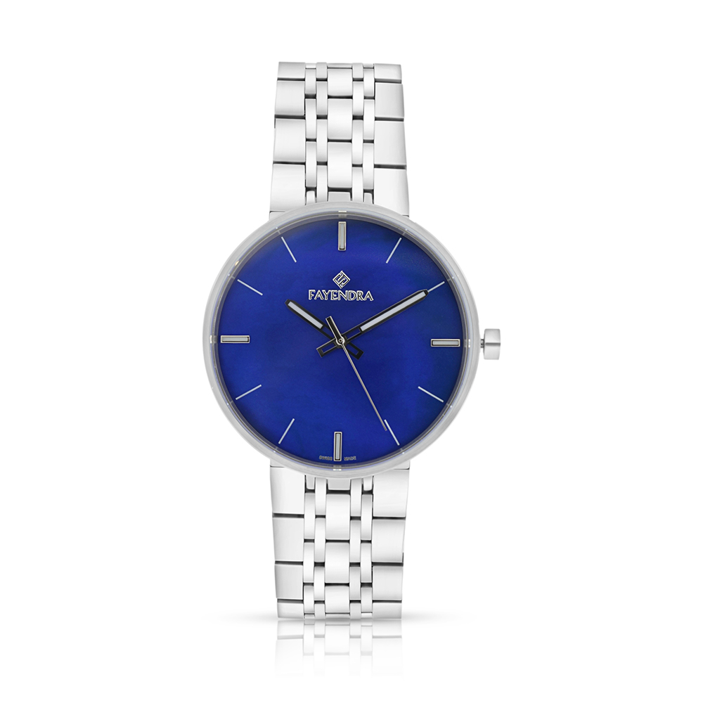 ساعة رجالي ستانلس ستيل عيار 316 بلون فضي BLUE DIAL