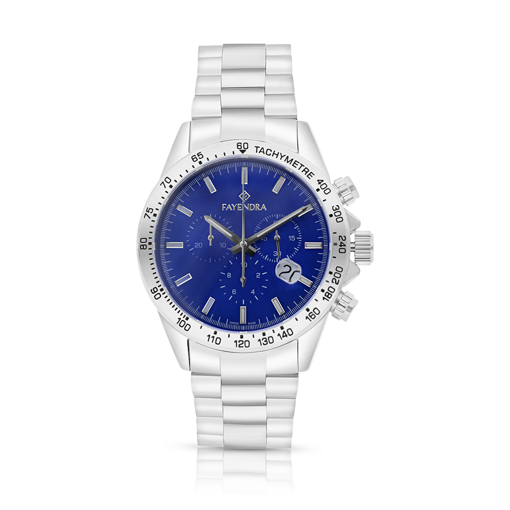 ساعة رجالي ستانلس ستيل عيار 316 بلون فضي BLUE DIAL