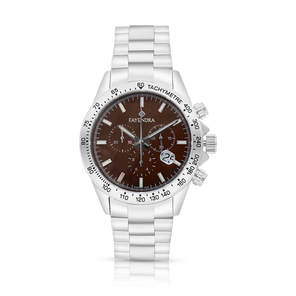 Stainless Steel 316 Watch Silver Color For Men - BROWN MOP DIAL