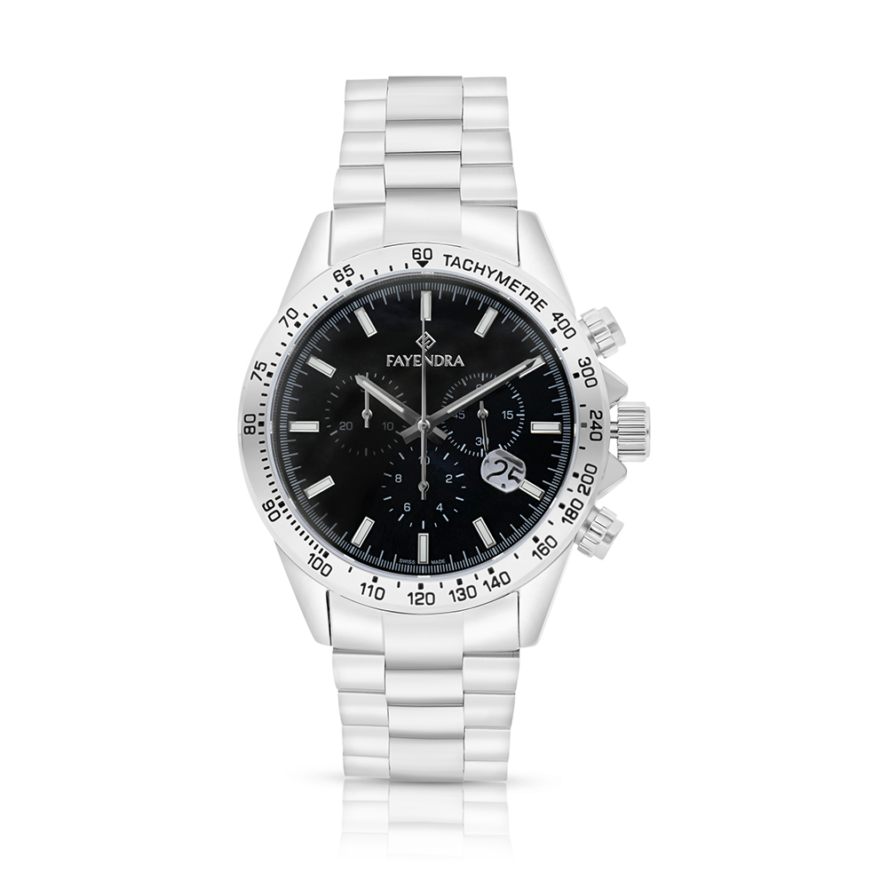 Stainless Steel 316 Watch Silver Color For Men - BLACK MOP DIAL