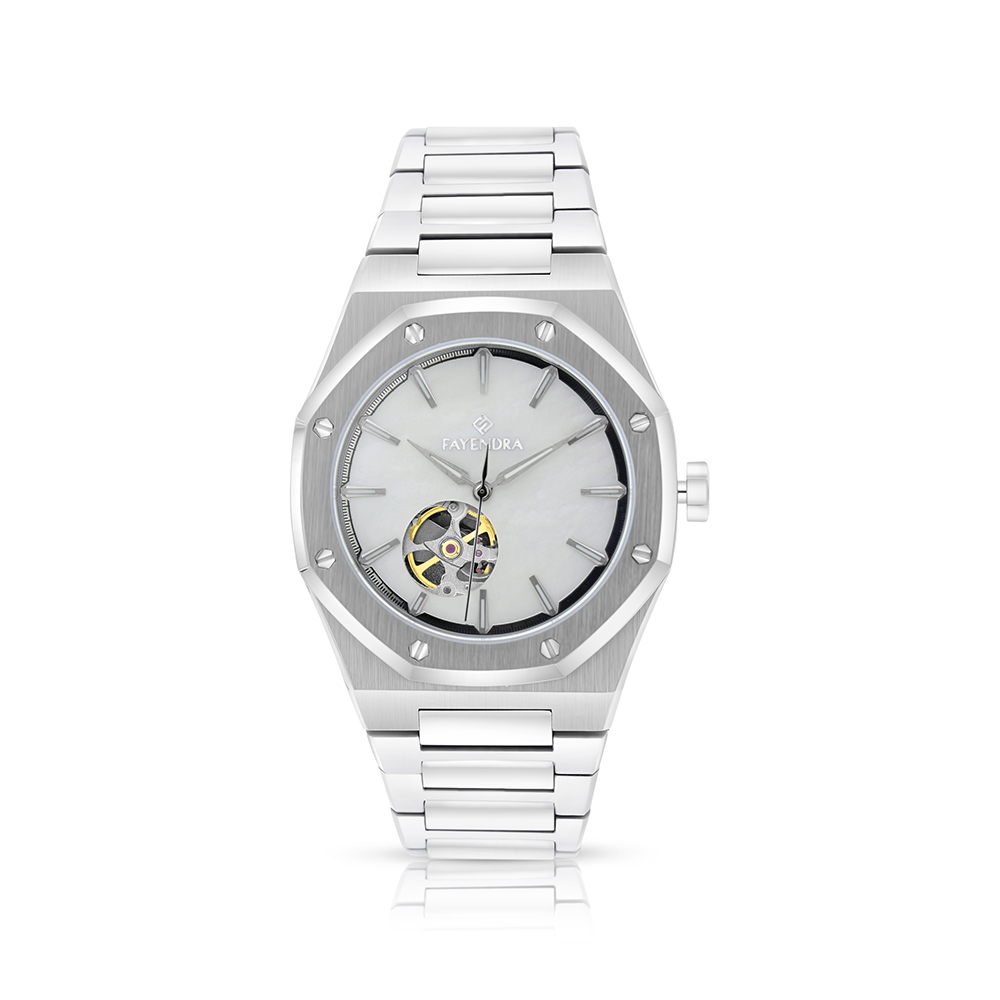 Stainless Steel 316 Watch Silver Color For Men - WHITE MOP DIAL