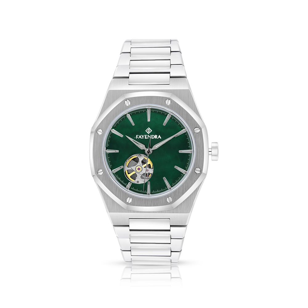 Stainless Steel 316 Watch Silver Color For Men - GREEN MOP DIAL