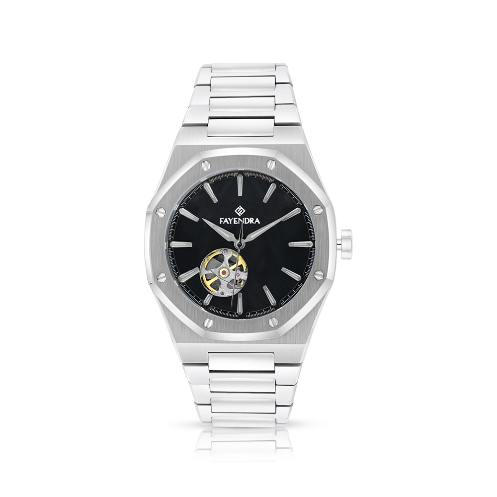 Stainless Steel 316 Watch Silver Color For Men - BLACK MOP DIAL