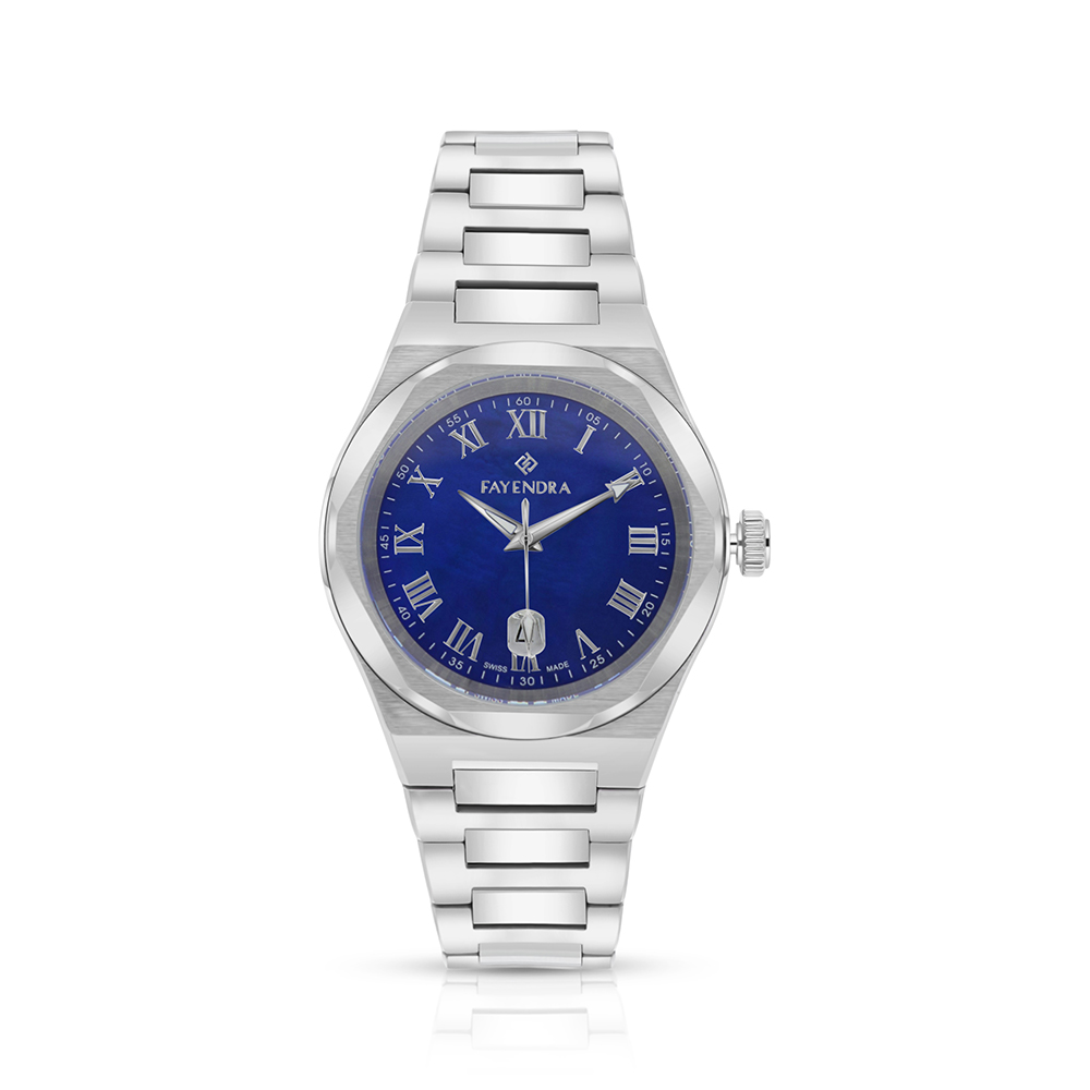 Stainless Steel 316L Watch Silver Color For Men - blue MOP dial