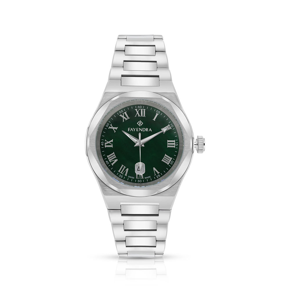 Stainless Steel 316L Watch Silver Color - green MOP dial