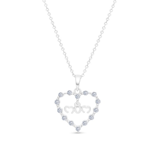 [PND01WCZ00000A422] Sterling Silver 925 Necklace Rhodium Plated Embedded With White CZ