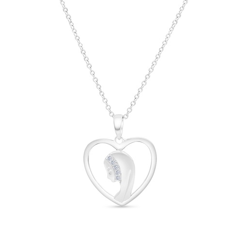 [PND01WCZ00000A427] Sterling Silver 925 Necklace Rhodium Plated Embedded With White CZ
