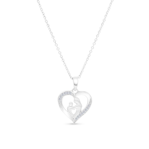 [PND01WCZ00000A430] Sterling Silver 925 Necklace Rhodium Plated Embedded With White CZ