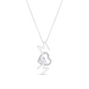 Sterling Silver 925 Necklace Rhodium Plated Embedded With White CZ