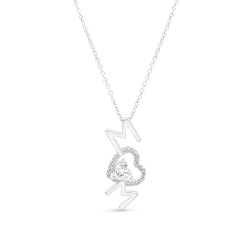 [PND01WCZ00000A434] Sterling Silver 925 Necklace Rhodium Plated Embedded With White CZ