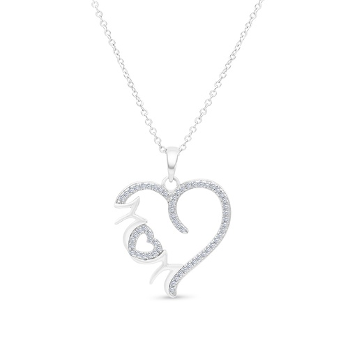 [PND01WCZ00000A436] Sterling Silver 925 Necklace Rhodium Plated Embedded With White CZ