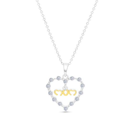 [PND28WCZ00000A422] Sterling Silver 925 Necklace Rhodium And Gold Plated Embedded With White CZ