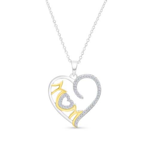 [PND28WCZ00000A424] Sterling Silver 925 Necklace Rhodium And Gold Plated Embedded With White CZ