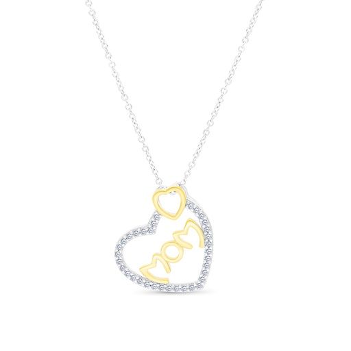 [PND28WCZ00000A426] Sterling Silver 925 Necklace Rhodium And Gold Plated Embedded With White CZ