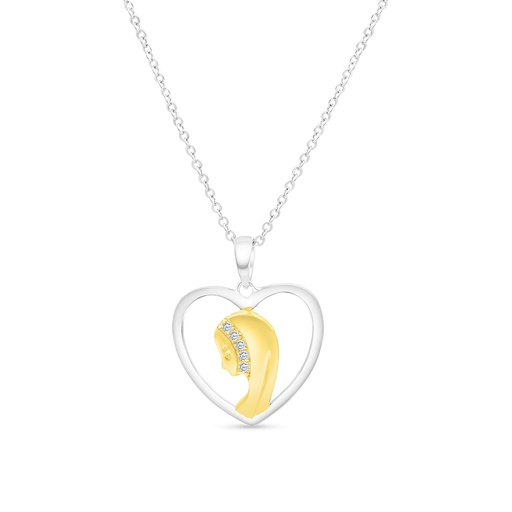 [PND28WCZ00000A427] Sterling Silver 925 Necklace Rhodium And Gold Plated Embedded With White CZ