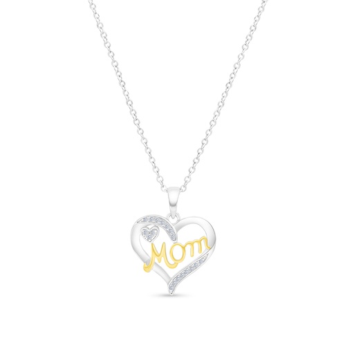 [PND28WCZ00000A428] Sterling Silver 925 Necklace Rhodium And Gold Plated Embedded With White CZ