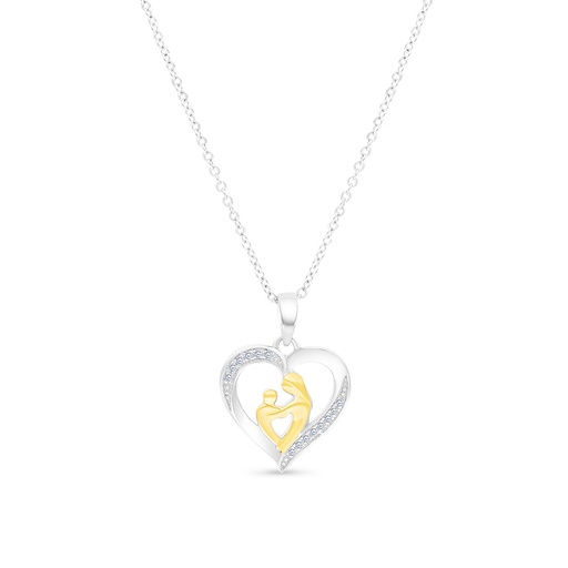 [PND28WCZ00000A430] Sterling Silver 925 Necklace Rhodium And Gold Plated Embedded With White CZ