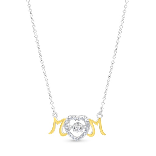 [PND28WCZ00000A432] Sterling Silver 925 Necklace Rhodium And Gold Plated Embedded With White CZ
