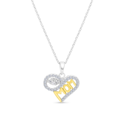 [PND28WCZ00000A433] Sterling Silver 925 Necklace Rhodium And Gold Plated Embedded With White CZ