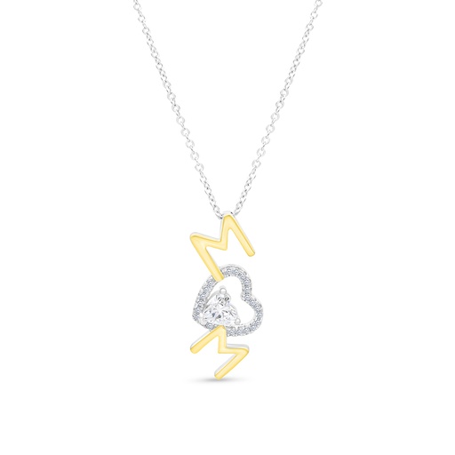 [PND28WCZ00000A434] Sterling Silver 925 Necklace Rhodium And Gold Plated Embedded With White CZ